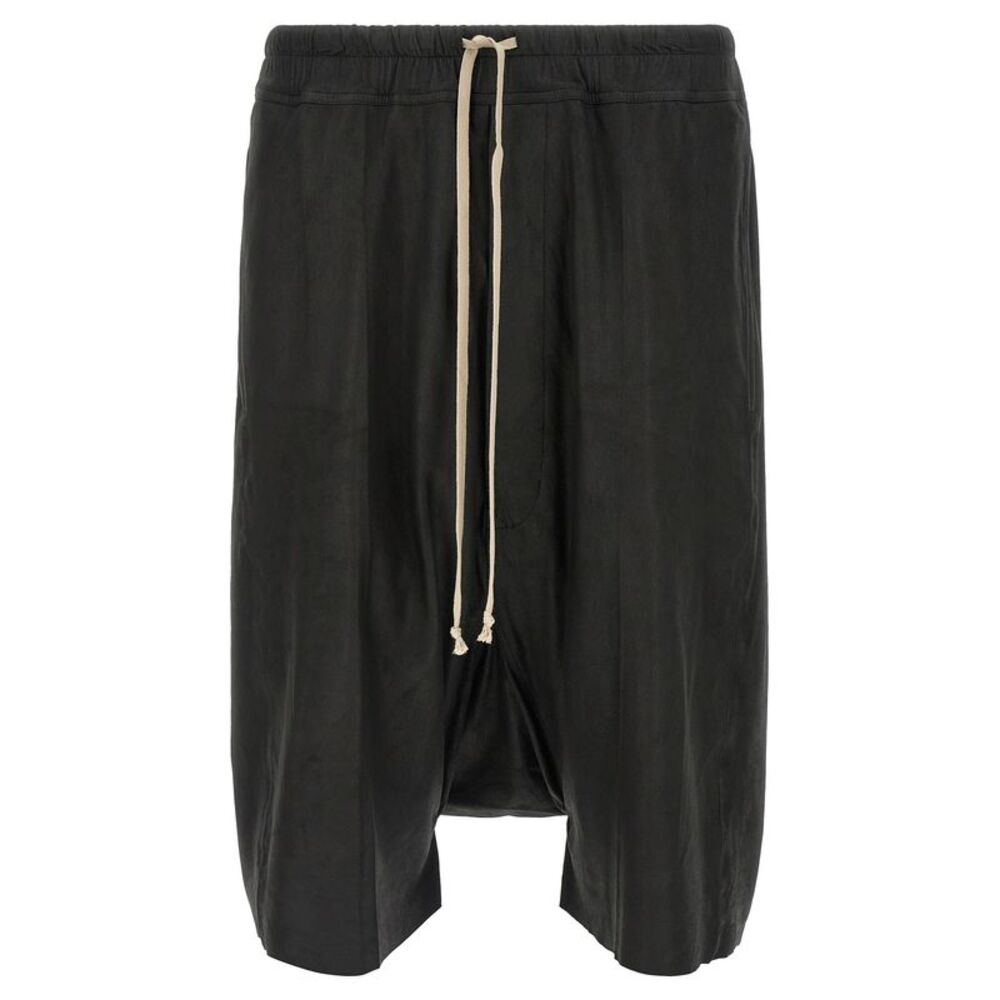 Rick Owens Black Lamb Leather Bermuda Men's Shorts